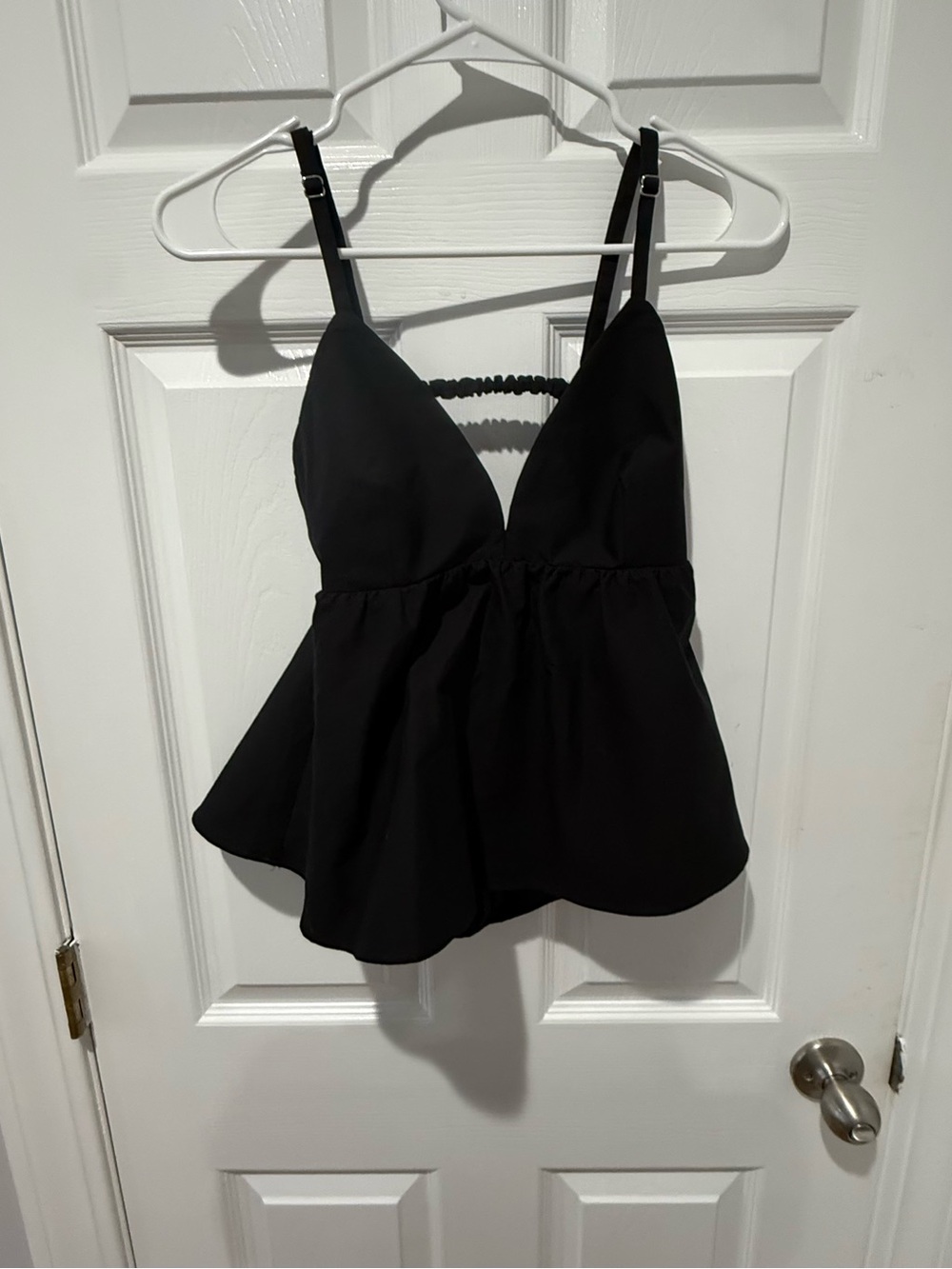 Abercrombie & Fitch Black V-Neck Peplum Cami Tank